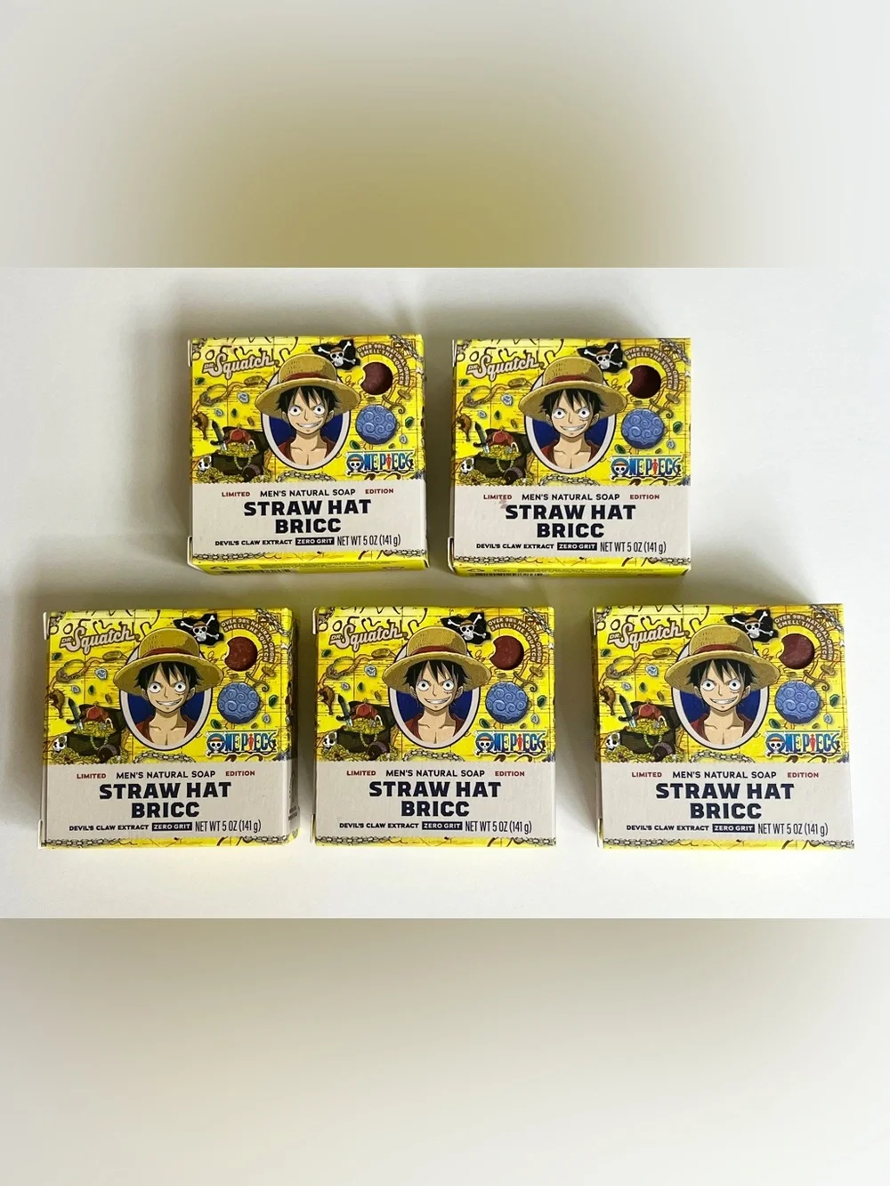 x5 DR SQUATCH x ONE PIECE Ltd Ed Straw Hat Bricc Bar Soap Luffy Zero Grit 5 oz